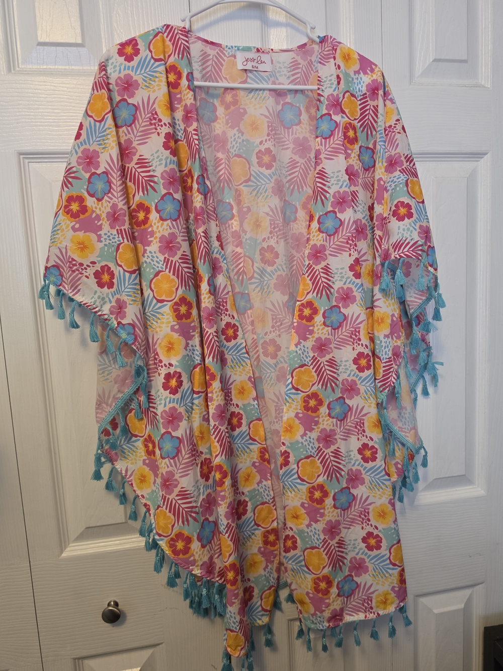 Jess Lea Pink Floral Tassel Kimono